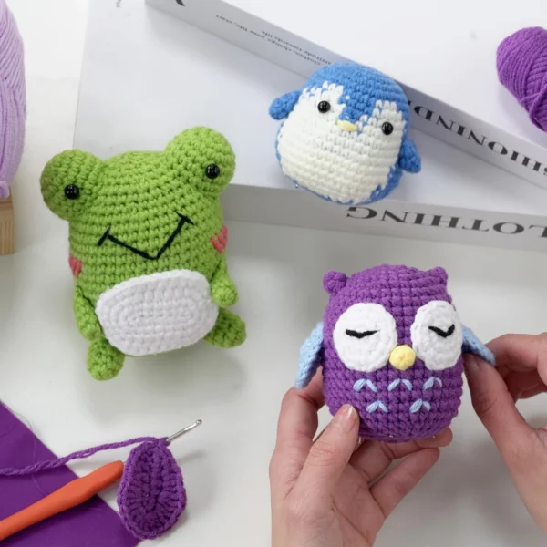 Crochet Kit: Frog, Owl, Penguin for Beginners - Image 4