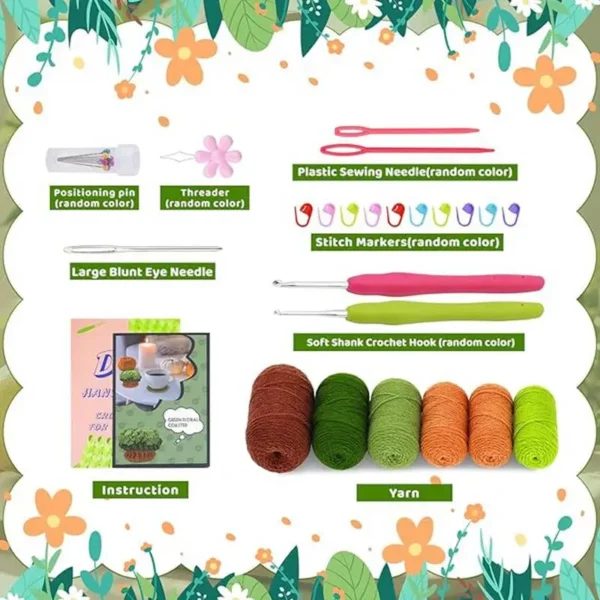 Crochet Kit: Plant Pot Coasters Handmade Knitting Set - Image 4