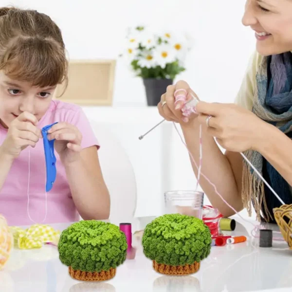 Crochet Kit: Green Plant Coaster Crafts for Beginners - Image 6