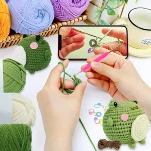 Crochet Kit - Frog Set with Yarn, Eyes, Hook