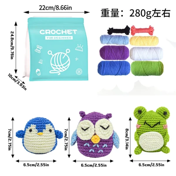 Crochet Kit: Frog, Owl, Penguin for Beginners - Image 5
