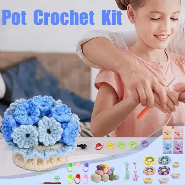 Crochet Kit: Beginner Flower Pot Coaster Set - Image 2