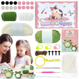 Crochet Kit: Frog Hooks, Yarn & Stuffing for Beginners
