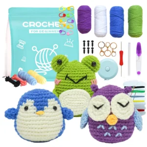 Crochet Kit: Frog, Owl, Penguin for Beginners