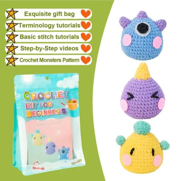 Beginner Crochet Kit: Doll & Key Pendant with Yarn - Image 4