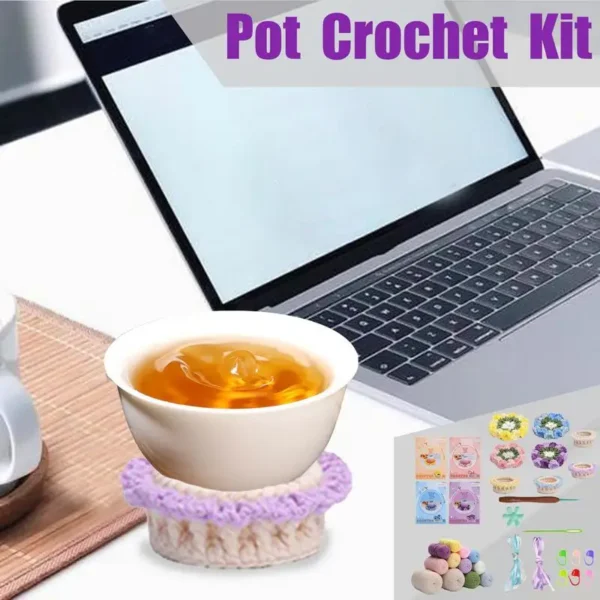 Crochet Kit: Beginner Flower Pot Coaster Set - Image 3