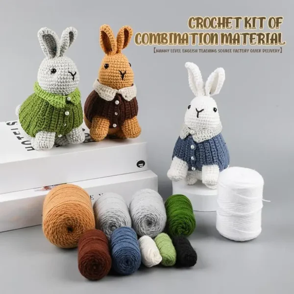 Crochet Kit: 3-Piece Stuffed Animal Bunny Set - Image 7