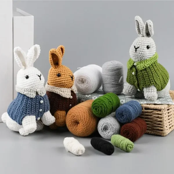 Crochet Kit: 3-Piece Stuffed Animal Bunny Set - Image 5