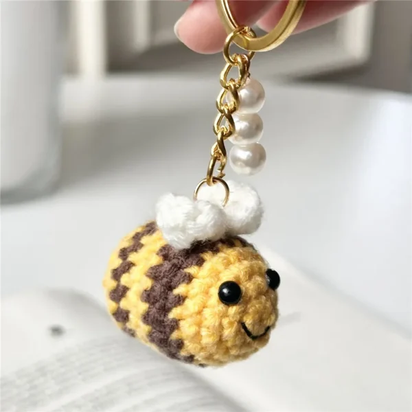 Crochet Kit 5PCS Mini Bee Keychain Handmade Pendant - Image 3