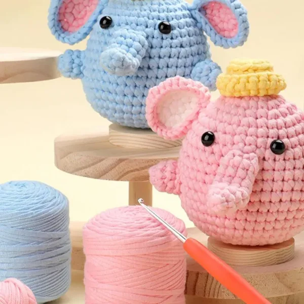 Crochet Kit For Beginners, Easy Elephant Knitting Starter Set - Image 6