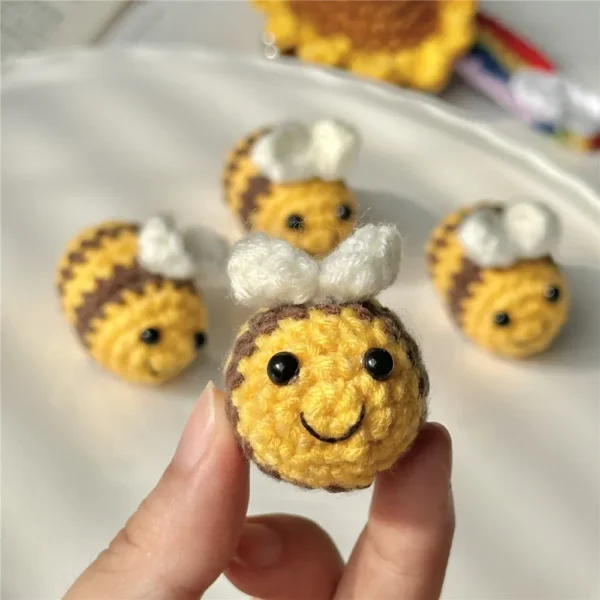 Crochet Kit 5PCS Mini Bee Keychain Handmade Pendant