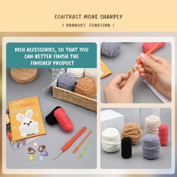Beginner Crochet Kit with Yarn, Hook and Materials - Image 2