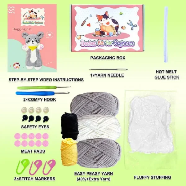 Crochet Kit for Beginners: Cat Crochet with Steps - Image 4