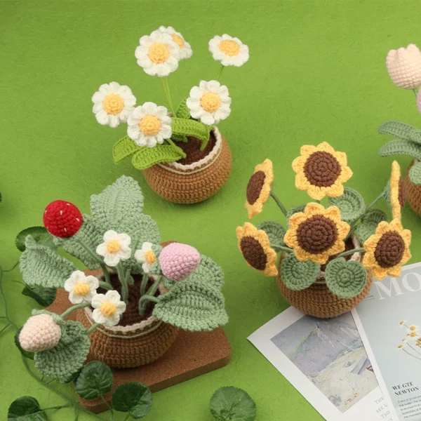 Crochet Kit Flower Set for Beginners with Yarn, Hook, Needles - Image 3