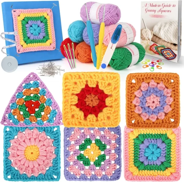 Beginner Crochet Kit - Granny Squares & Coasters