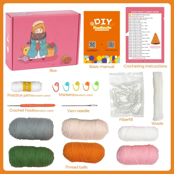 Crochet Kit Rabbit Gnome Doll with Yarn, Hook, Needles - Image 2