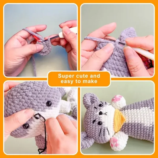 Crochet Kit for Beginners Kids Adults with Cat Design - Image 4