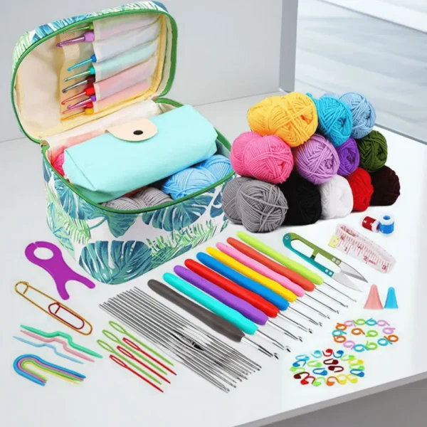 Crochet Kit with Ergonomic Hooks & Yarn Needles