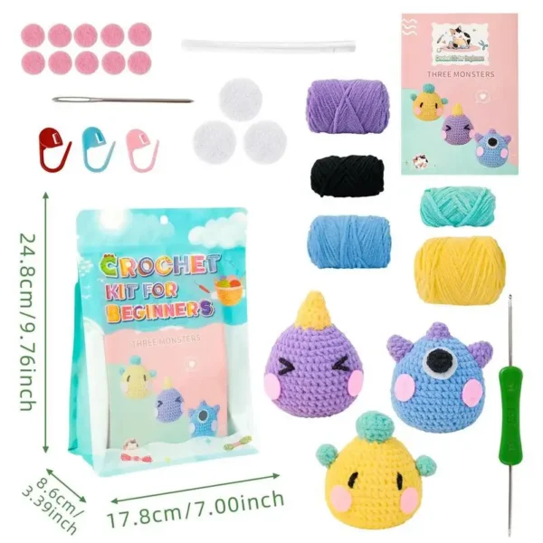 Beginner Crochet Kit: Doll & Key Pendant with Yarn - Image 6